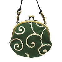 ガマ口 小銭入れ 唐草・からくさ（渋抹茶緑）